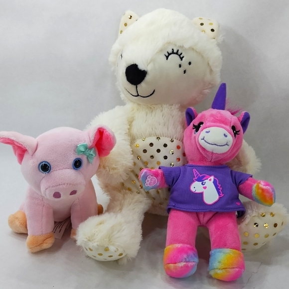 Build-A-Bear Unicorn Artic Fox Pink Pig Stuffed Animals Plushie Bundle - Picture 1 of 7